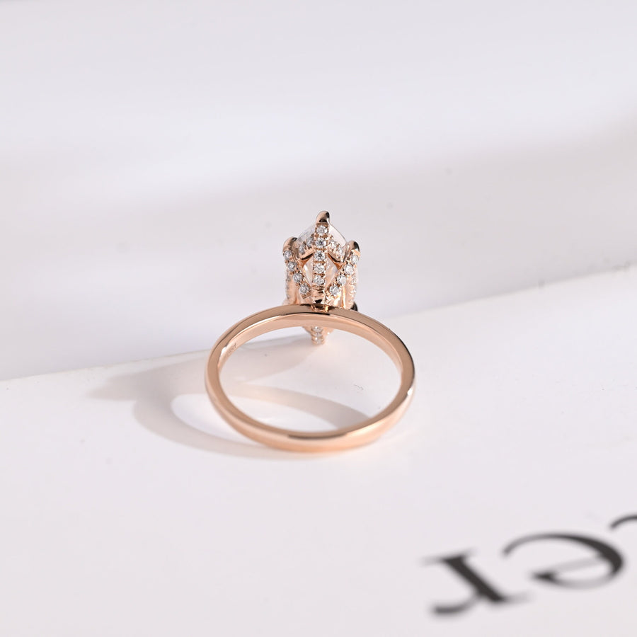 3.0 CT Marquise Cut Hidden halo Moissanite Engagement Ring