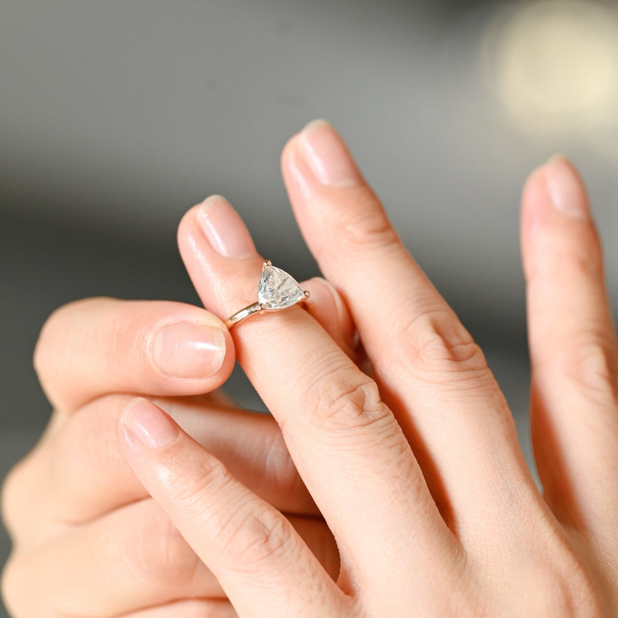 2.0 CT Trillion Cut solitaire Moissanite Engagement Ring