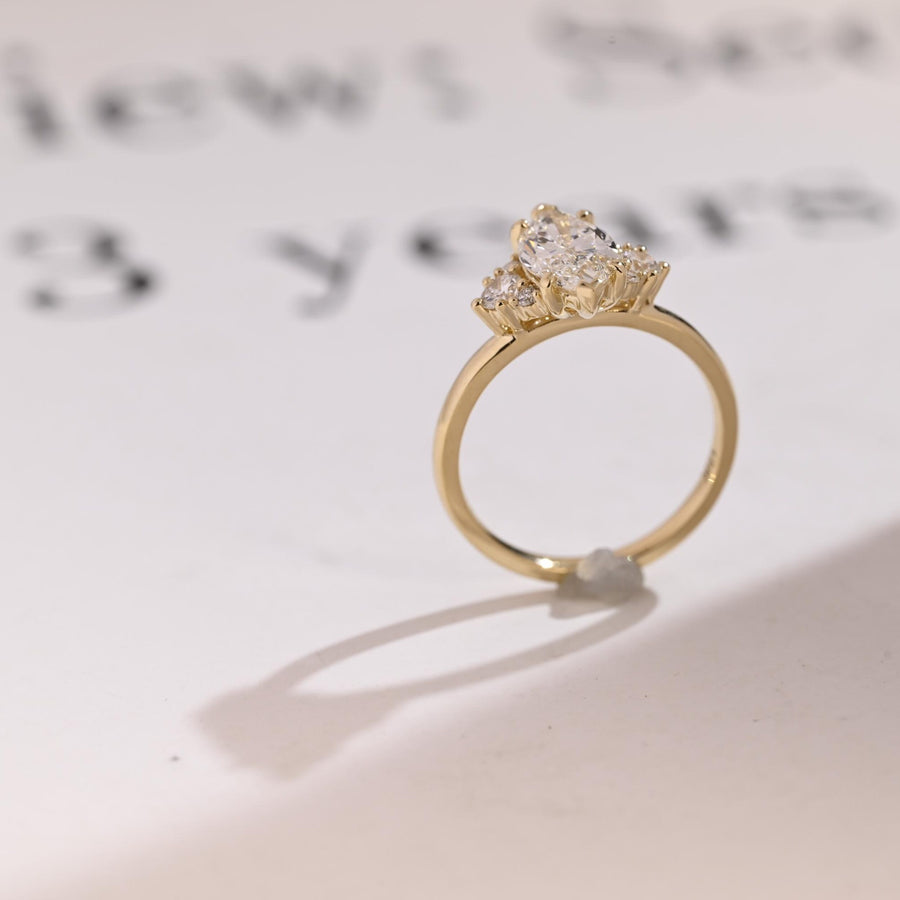 1.0 CT Marquise Cut Cluster Moissanite Engagement Ring