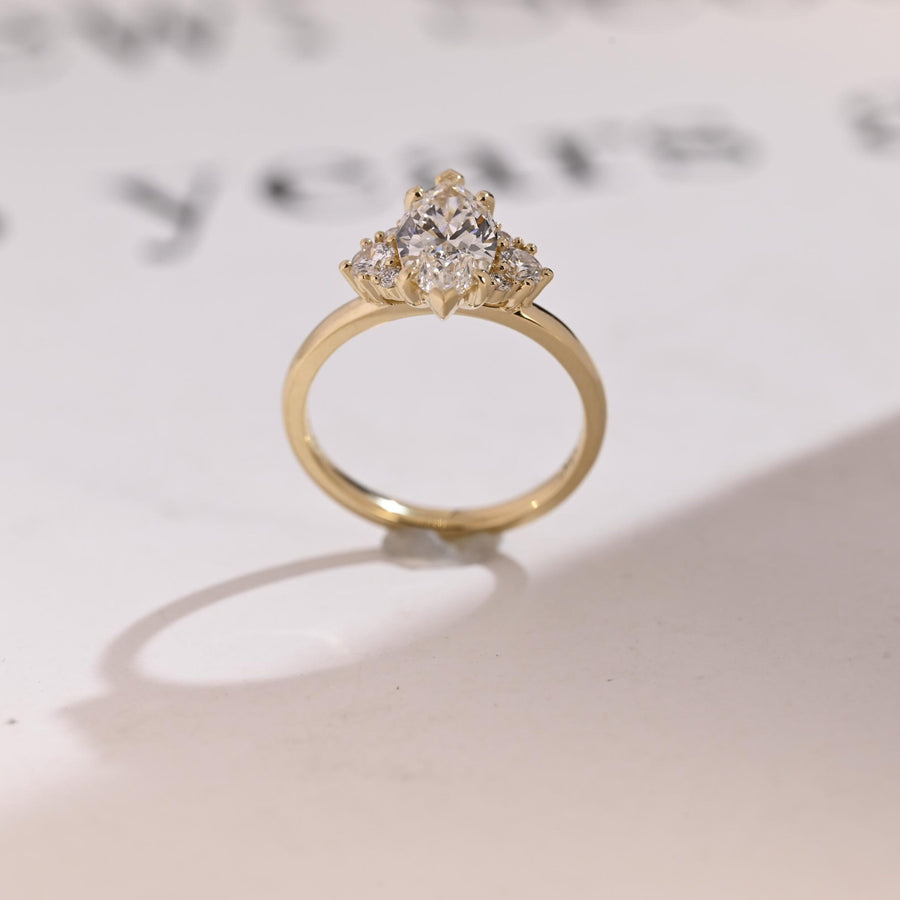 1.0 CT Marquise Cut Cluster Moissanite Engagement Ring