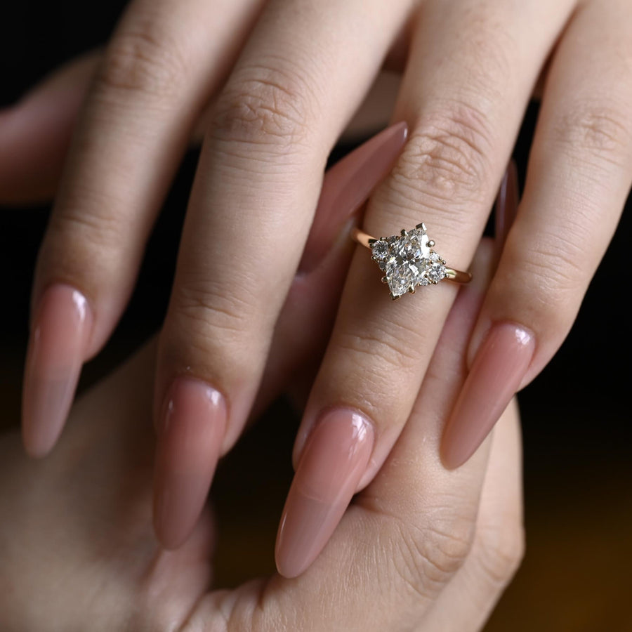 1.0 CT Marquise Cut Cluster Moissanite Engagement Ring