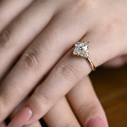 1.0 CT Marquise Cut Cluster Moissanite Engagement Ring