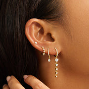 0.25 TCW Round Hoop Dangle Earrings