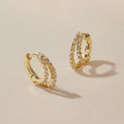 0.35 TCW Double Hoop Pave Huggie Earrings