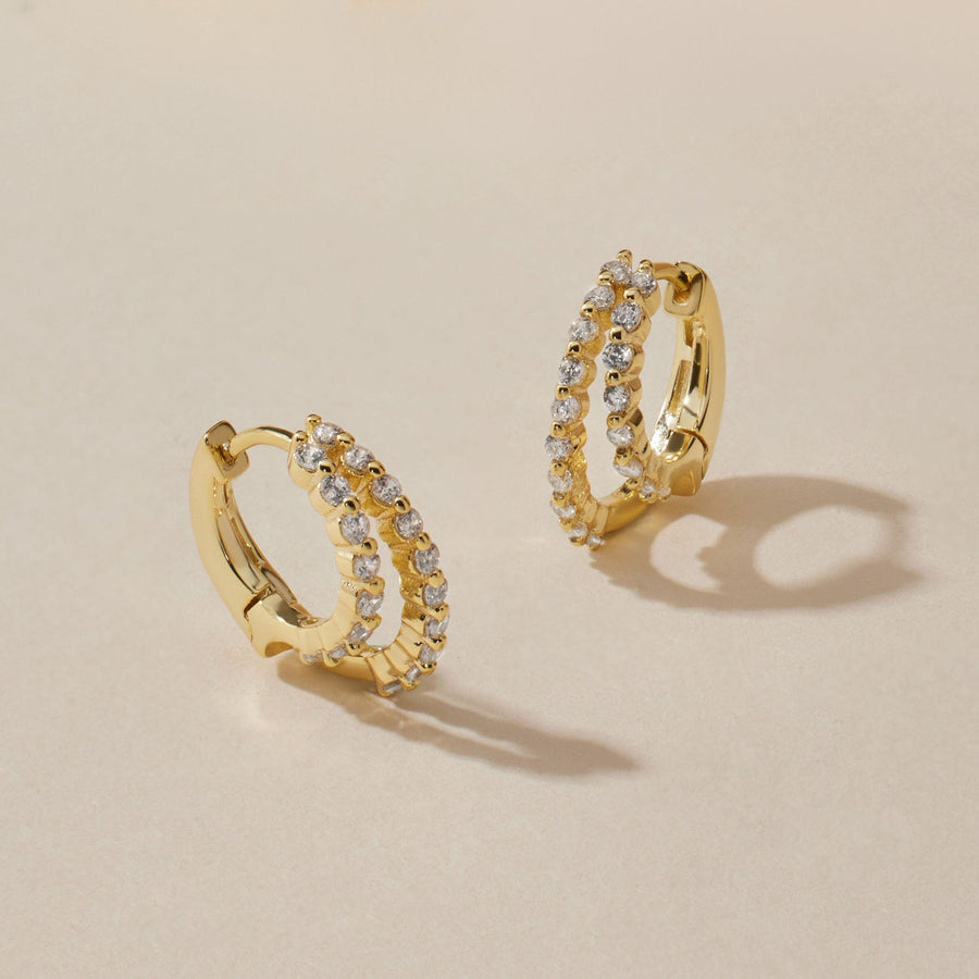 0.35 TCW Double Hoop Pave Huggie Earrings