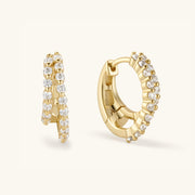 0.35 TCW Double Hoop Pave Huggie Earrings