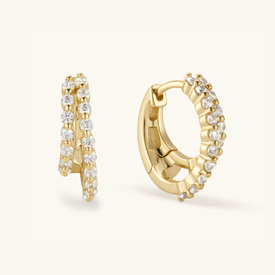 0.35 TCW Double Hoop Pave Huggie Earrings