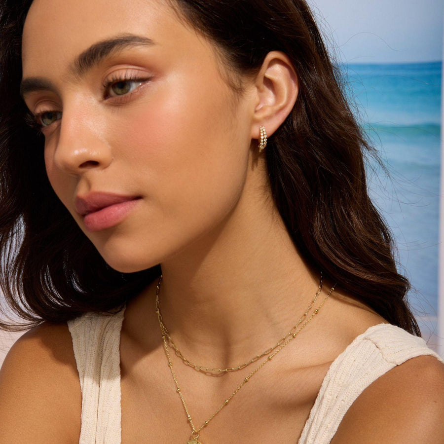 0.35 TCW Double Hoop Pave Huggie Earrings