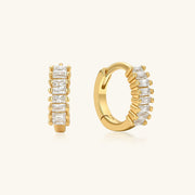 0.80 TCW  Baguette Gold Hoops Diamond Earrings