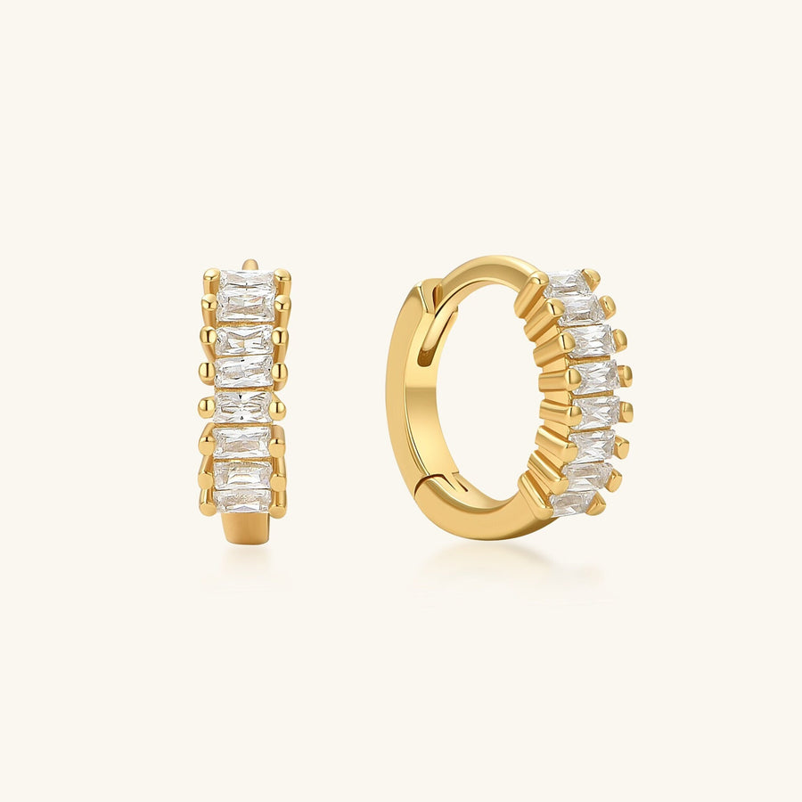 0.80 TCW  Baguette Gold Hoops Diamond Earrings