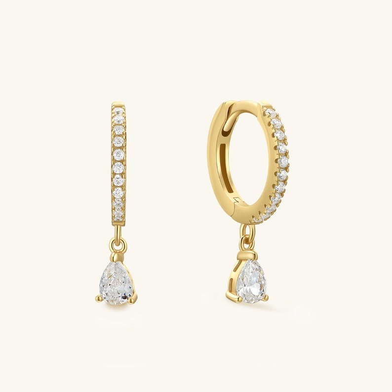 0.25 TCW Round Hoop Dangle Earrings