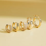 0.40 TCW Round Pave Hoop Earrings