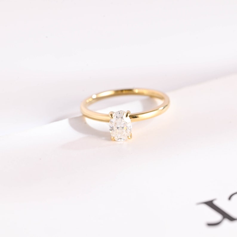 3.4 CT Oval Cut Hidden Halo Moissanite Engagement Ring