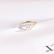 1.0 CT Princess Cut pave style Moissanite Engagement Ring