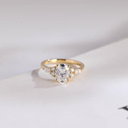 1.0 CT Oval cut Cluster Halo Moissanite Engagement Ring