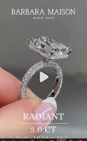 3.50-CT Radiant  Lab Grown Diamond Hidden Halo Pave setting Engagement Ring-Custom listing for Eric