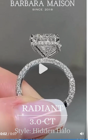 3.50-CT Radiant  Lab Grown Diamond Hidden Halo Pave setting Engagement Ring-Custom listing for Eric