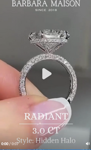 3.50-CT Radiant  Lab Grown Diamond Hidden Halo Pave setting Engagement Ring-Custom listing for Eric