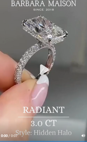 3.50-CT Radiant  Lab Grown Diamond Hidden Halo Pave setting Engagement Ring-Custom listing for Eric
