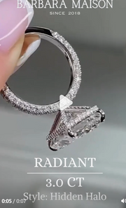 3.50-CT Radiant  Lab Grown Diamond Hidden Halo Pave setting Engagement Ring-Custom listing for Eric