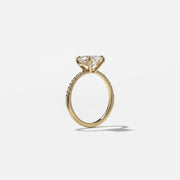 1.52 to 3.52 carat round lab grown diamond engagement ring with G/VS2 clarity and pave-set diamonds on a refined, polished band

