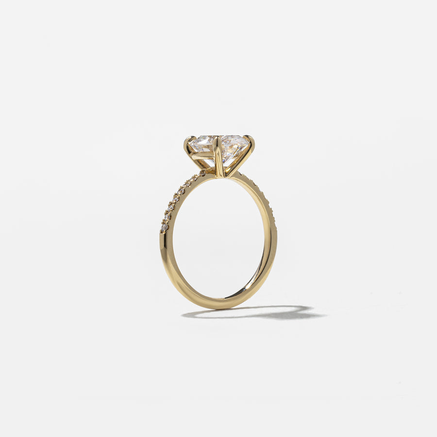 1.52 to 3.52 carat round lab grown diamond engagement ring with G/VS2 clarity and pave-set diamonds on a refined, polished band

