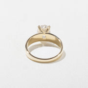 Oval cut lab grown diamond solitaire engagement ring, F/VS1 clarity, 1.75–3.75 carats, in elegant prong setting on polished metal band