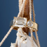 1.0- 3.0 CT Emerald Lab Grown Diamond Two Stone Engagement Ring