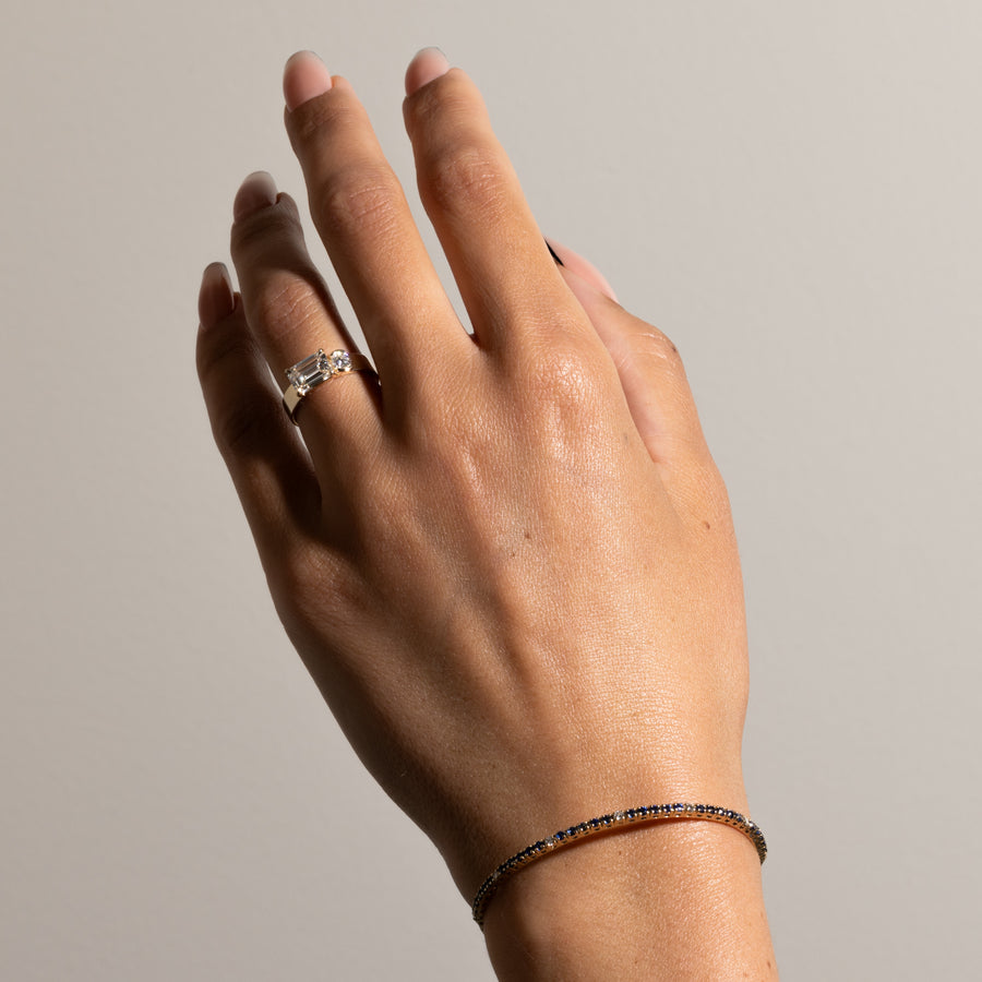 1.0- 3.0 CT Emerald Lab Grown Diamond Two Stone Engagement Ring