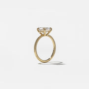 2.04 to 4.04 carat oval lab grown diamond solitaire ring in G/VS1 clarity set in a classic four-prong setting with polished metal band

