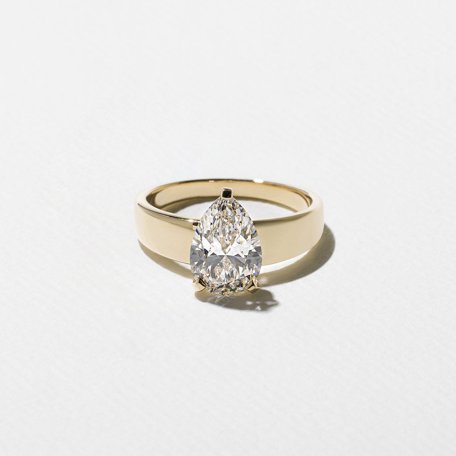 1.95 to 3.50 carat pear-shaped G/VS1 CVD lab grown diamond solitaire engagement ring with classic design

