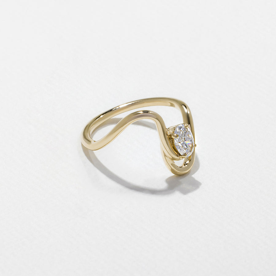 0.40 TCW Oval Shape Curved Minimalist Wedding Band