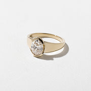 Oval cut CVD lab grown diamond solitaire ring with half bezel setting, G color, VS2 clarity, 1.50–3.50 carat