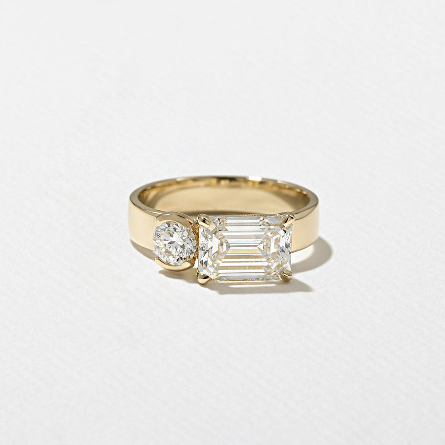 1.0- 3.0 CT Emerald Lab Grown Diamond Two Stone Engagement Ring