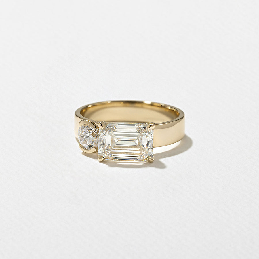 1.0- 3.0 CT Emerald Lab Grown Diamond Two Stone Engagement Ring