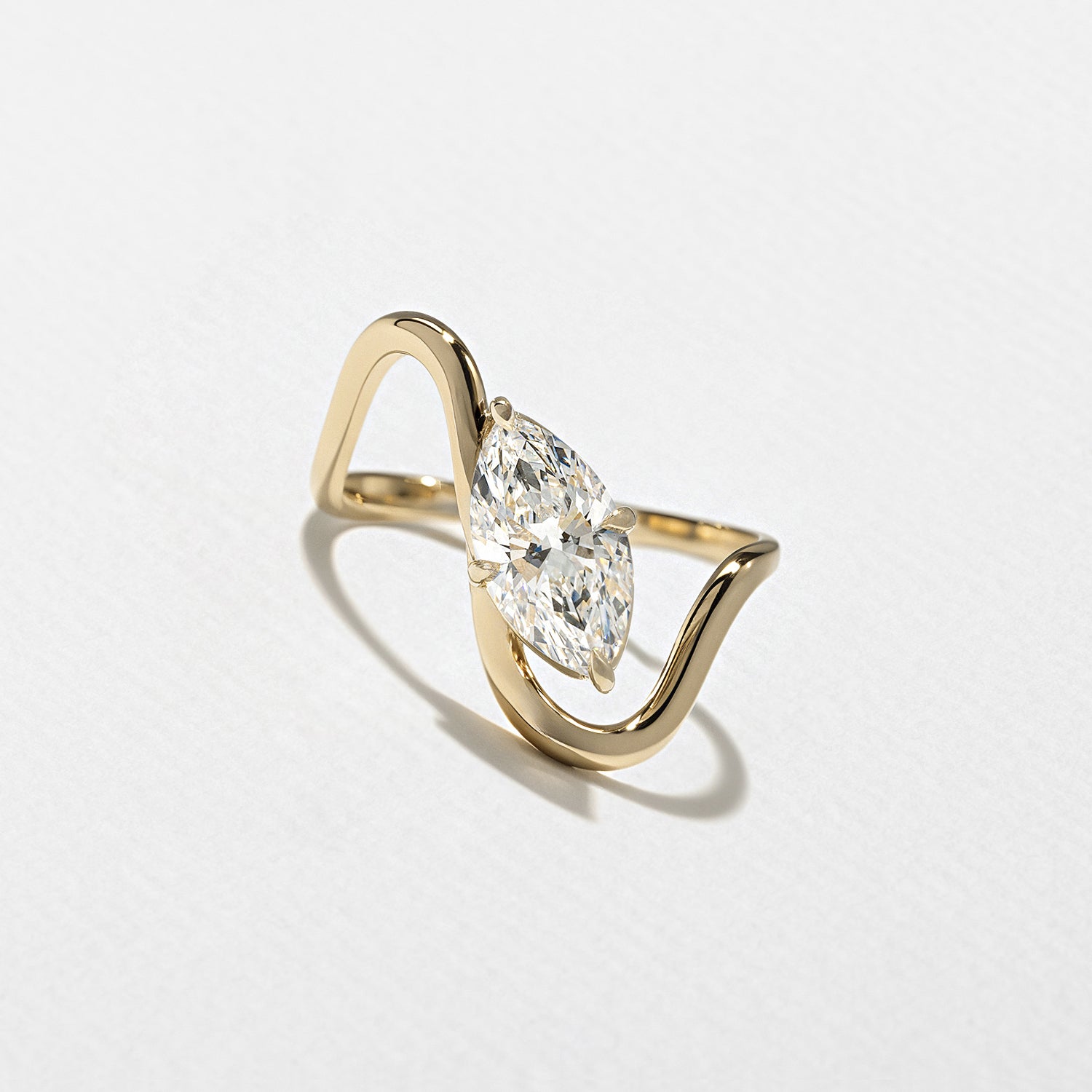 1.25 to 3.25 carat marquise G/VS2 CVD lab grown diamond unique solitaire engagement ring in sleek setting