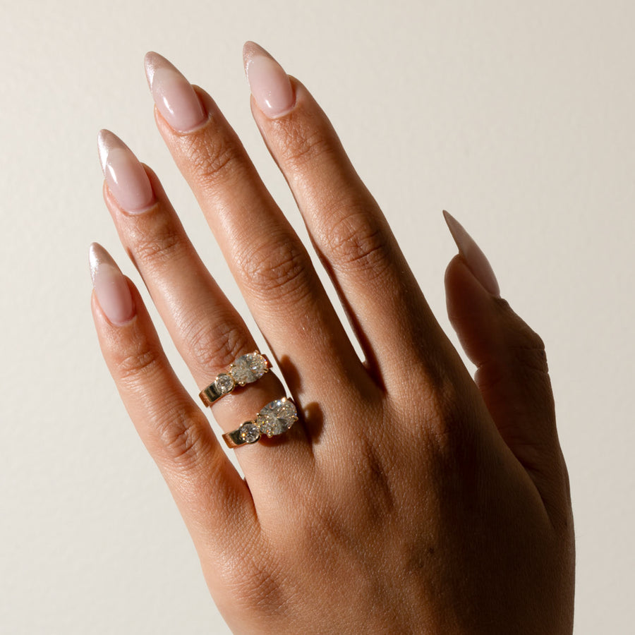 1.0- 3.0 CT Oval Lab Grown Diamond Two Stone Engagement Ring