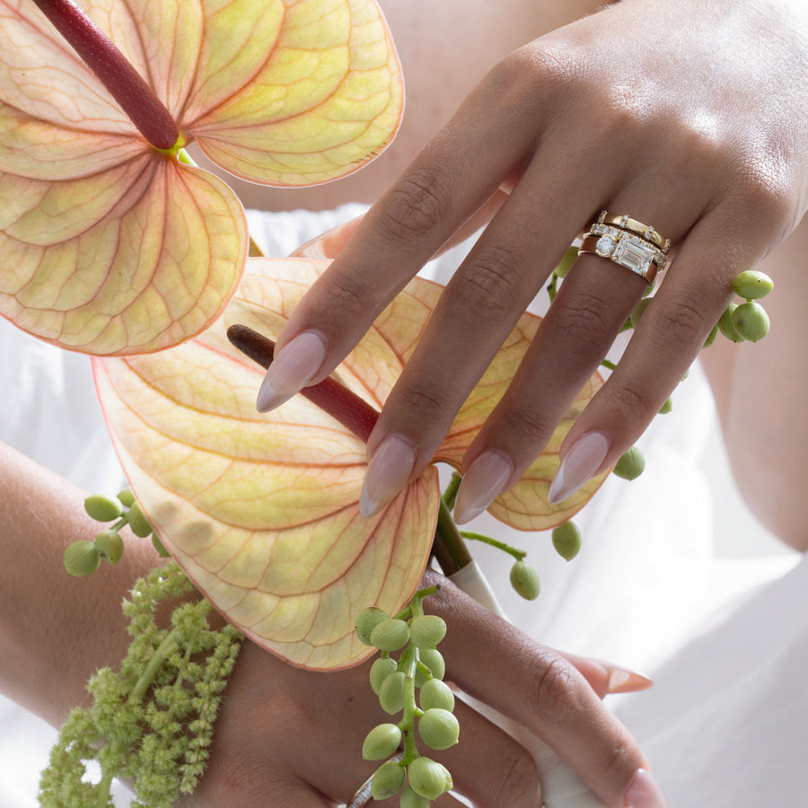 1.0- 3.0 CT Emerald Lab Grown Diamond Two Stone Engagement Ring