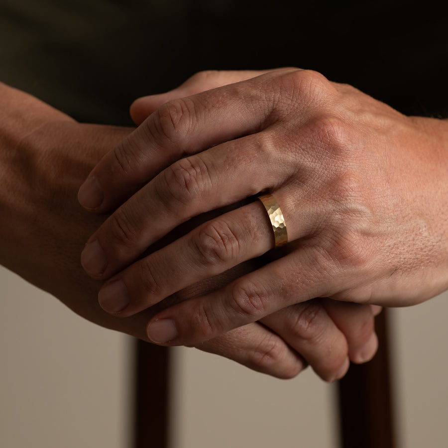 Men's Wedding Band with Beveled Edges