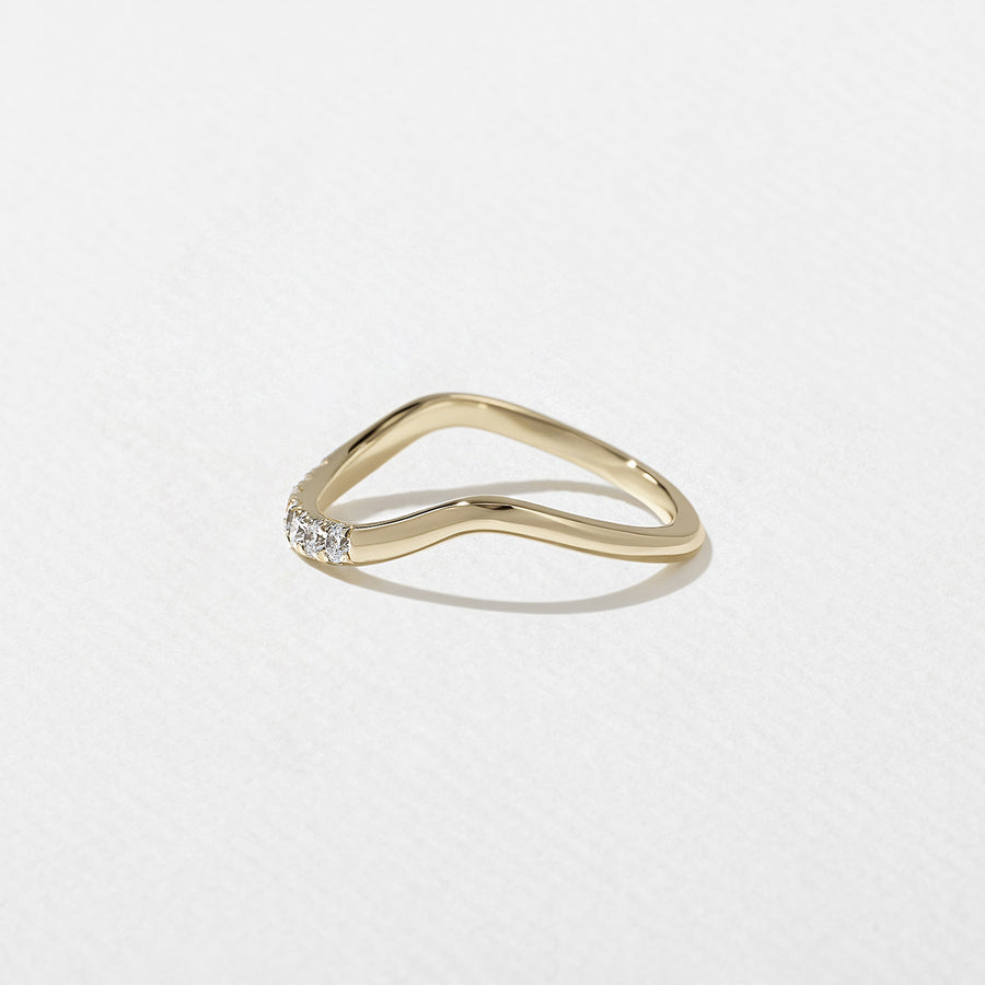0.14 TCW Round Shape Unique Curved Wedding Band