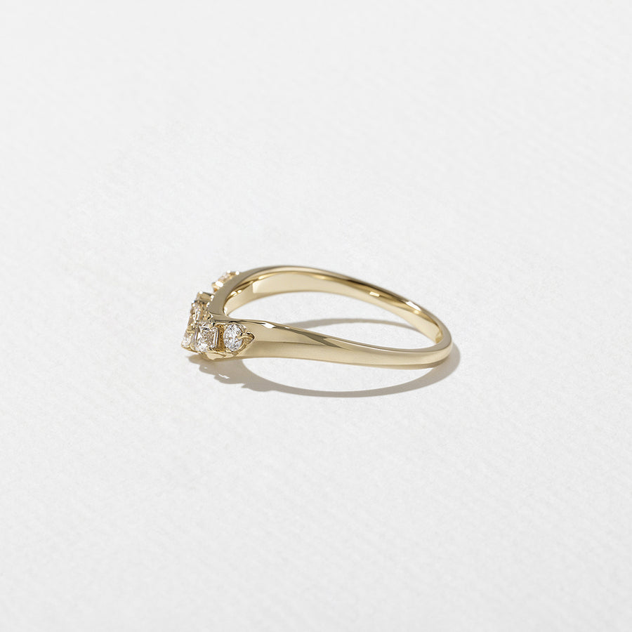 0.40 TCW Round, Emerald & Pear Shape Unique Wedding Band