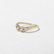 0.40 TCW Round, Emerald & Pear Shape Unique Wedding Band