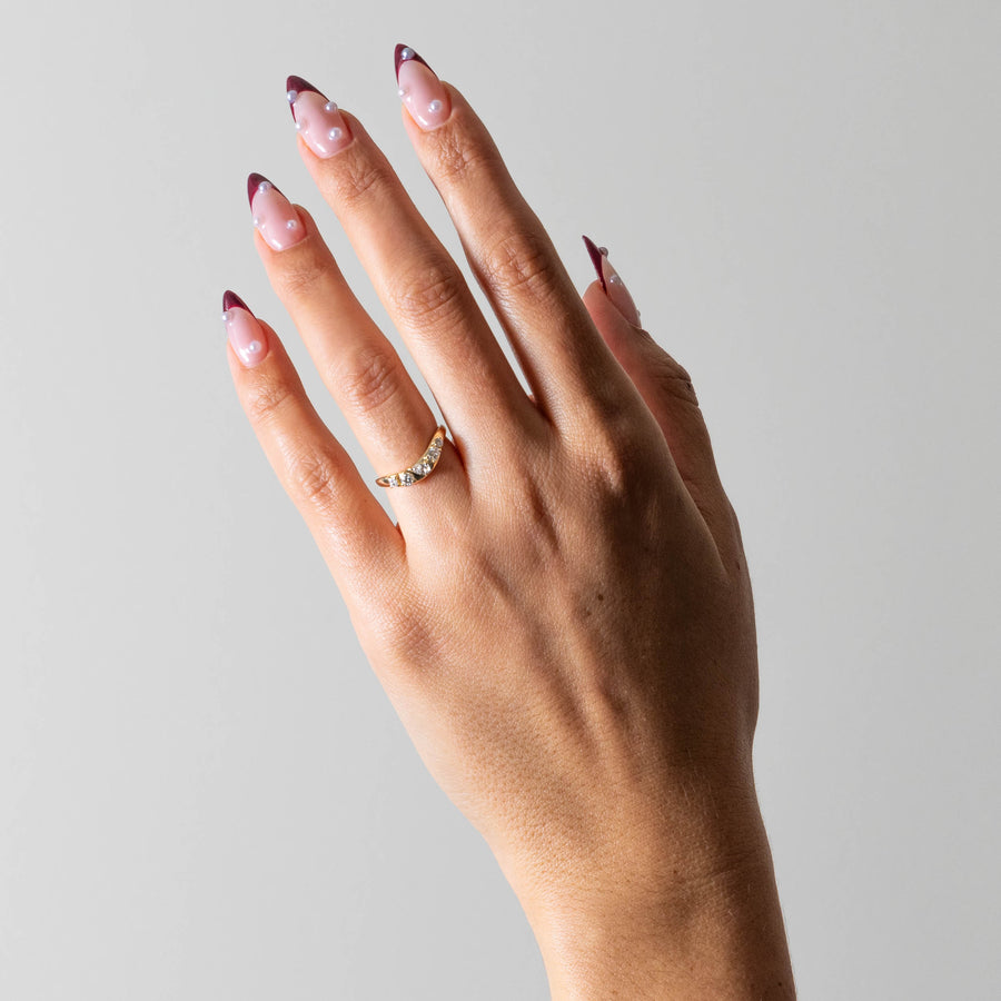 0.40 TCW Round, Emerald & Pear Shape Unique Wedding Band