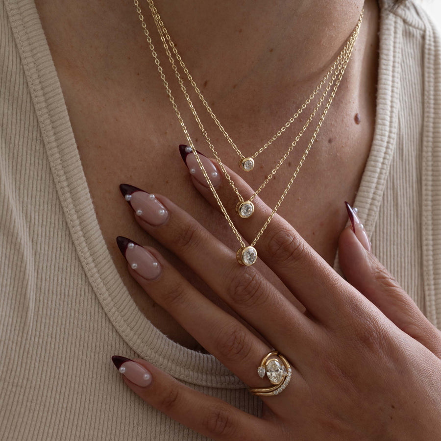 0.33 TCW Round Moissanite Diamond Bezel Style Necklace