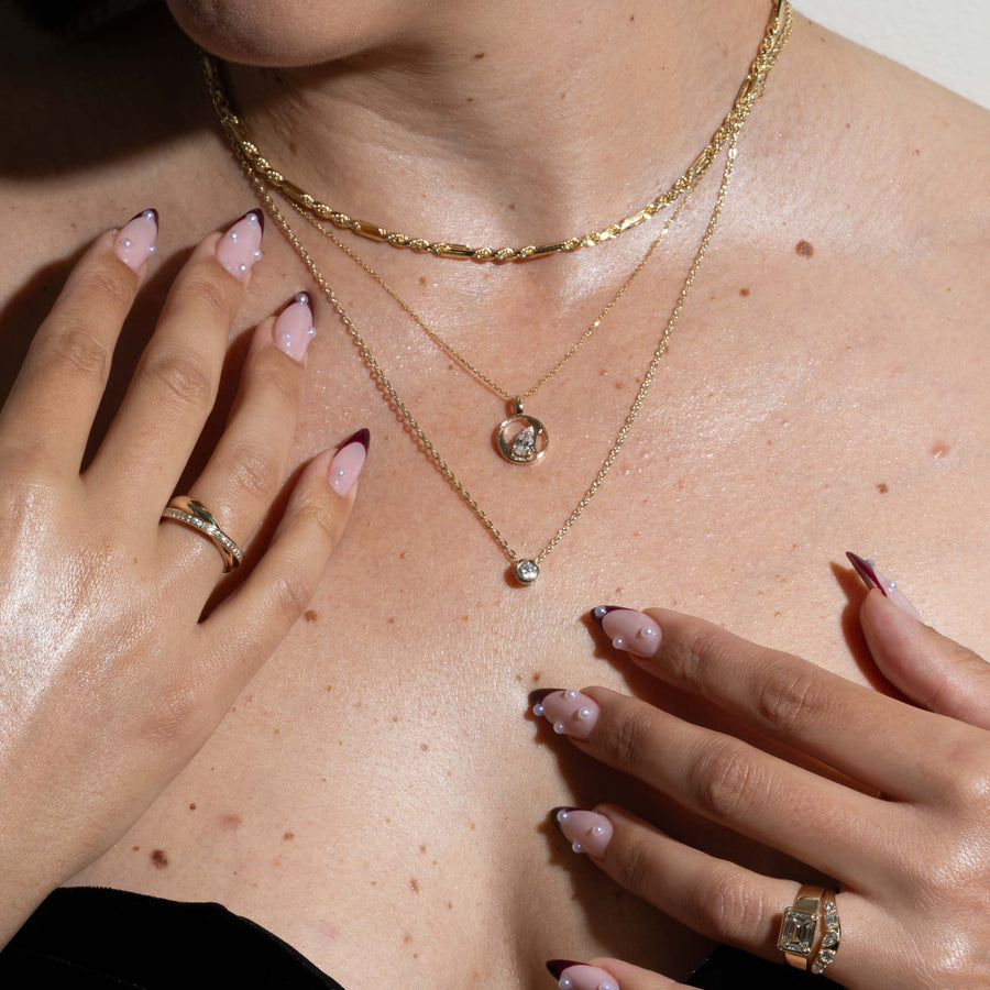 0.33 TCW Round Moissanite Diamond Bezel Style Necklace