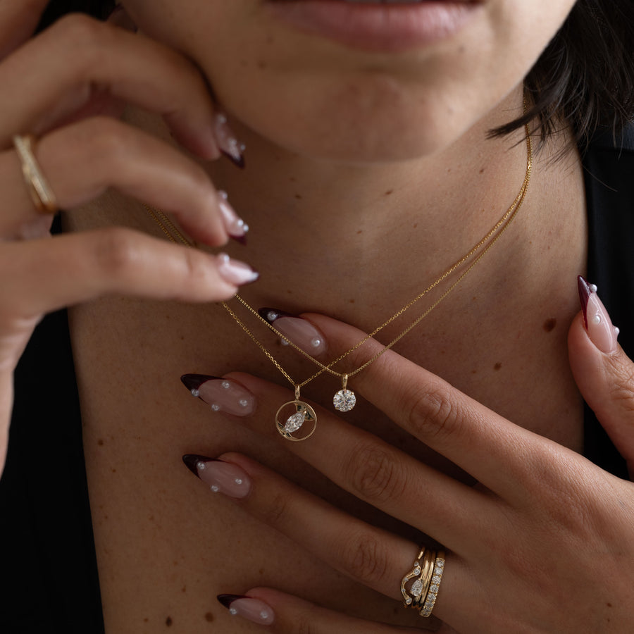 0.50 TCW Marquise Moissanite Diamond Unique Necklace