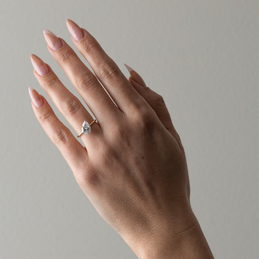 1.0- 3.0 CT Pear Lab Grown Diamond Solitaire Engagement Ring