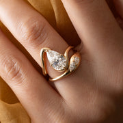 0.21 TCW Pear and Marquise Shape Unique Curved Wedding Band