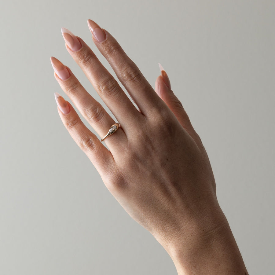 0.21 TCW Pear and Marquise Shape Unique Curved Wedding Band