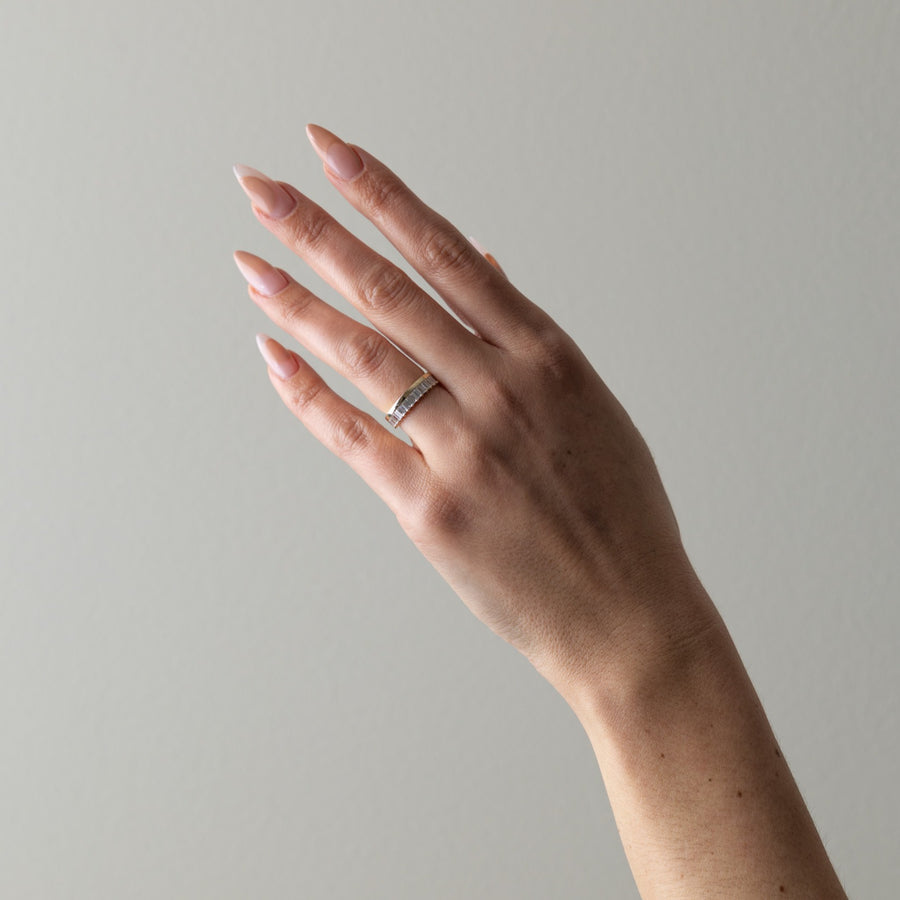 1.27 TCW Baguette Shape Half Eternity Wedding Band